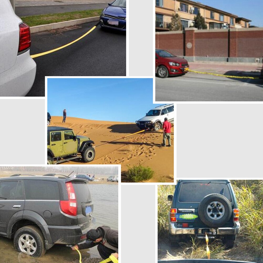 5M 8Tons Rope Blue Off Road Tow Strap Durable Heavy Duty Thicken Emergency High Strength Polyester Recovery With Hooks Car