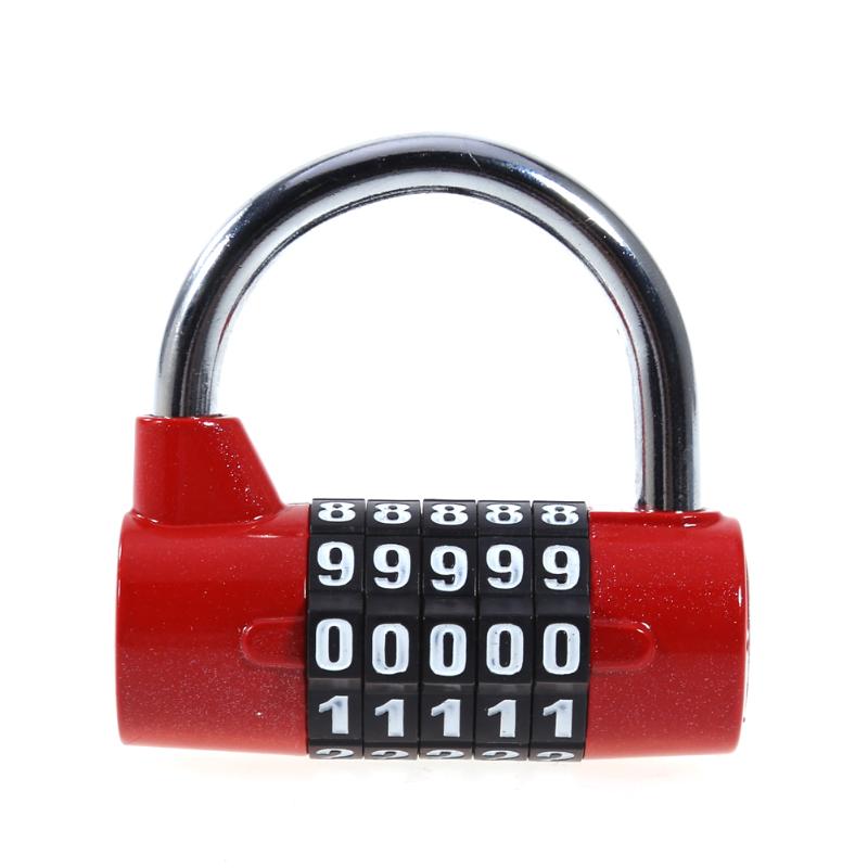 Coded Lock 4/5 Digit Password Safety Lock Wide Shackle Combination Padlock Combination Travel Security Safely Code Lock: red (M)