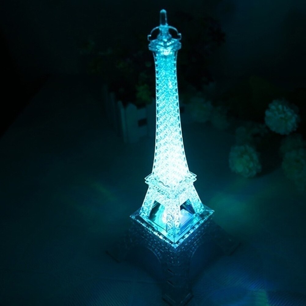 LED Light Up Lamp Eiffel Tower Centerpiece Cake Topper Decoration Valentine's Day