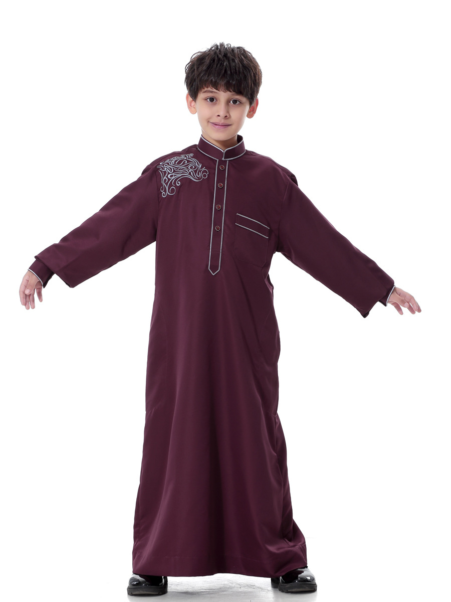 Arabische Moslim Kids Boy Jubba Thobe Abaya Kimono Lange Jurk Kaftan Voor Kinderen Islamitische Kleding Lange Gewaden Jurk Dubai Arab