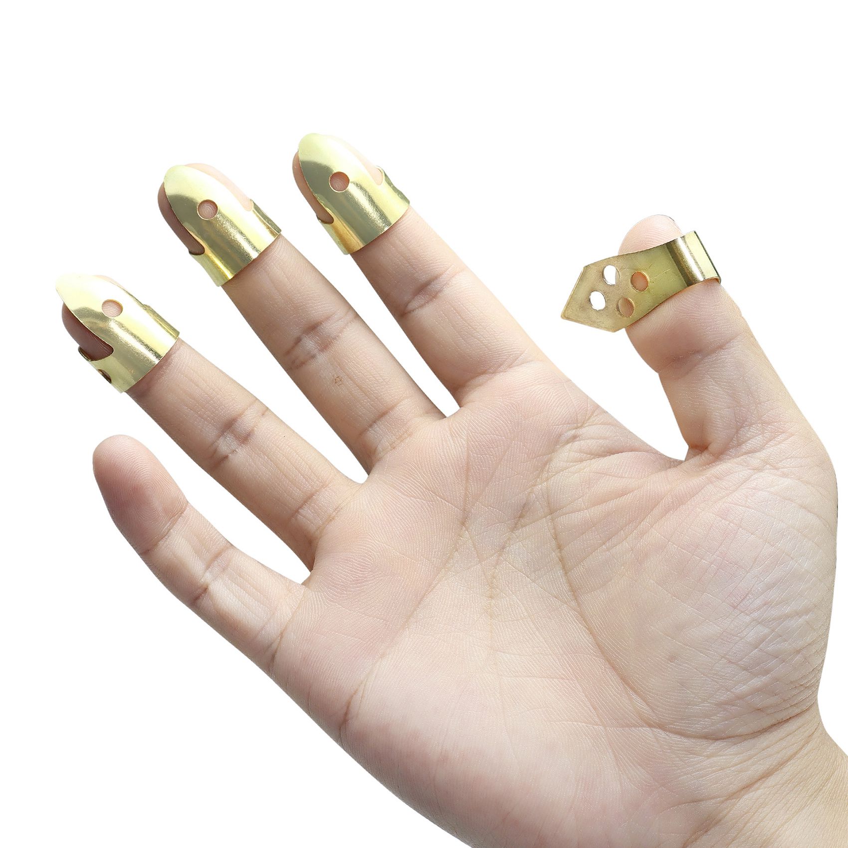 Púas de dedo para guitarra, 3 dedos de índice + 1 pulgar ajustable, de Metal, estilo de dedo, Protector de dedo