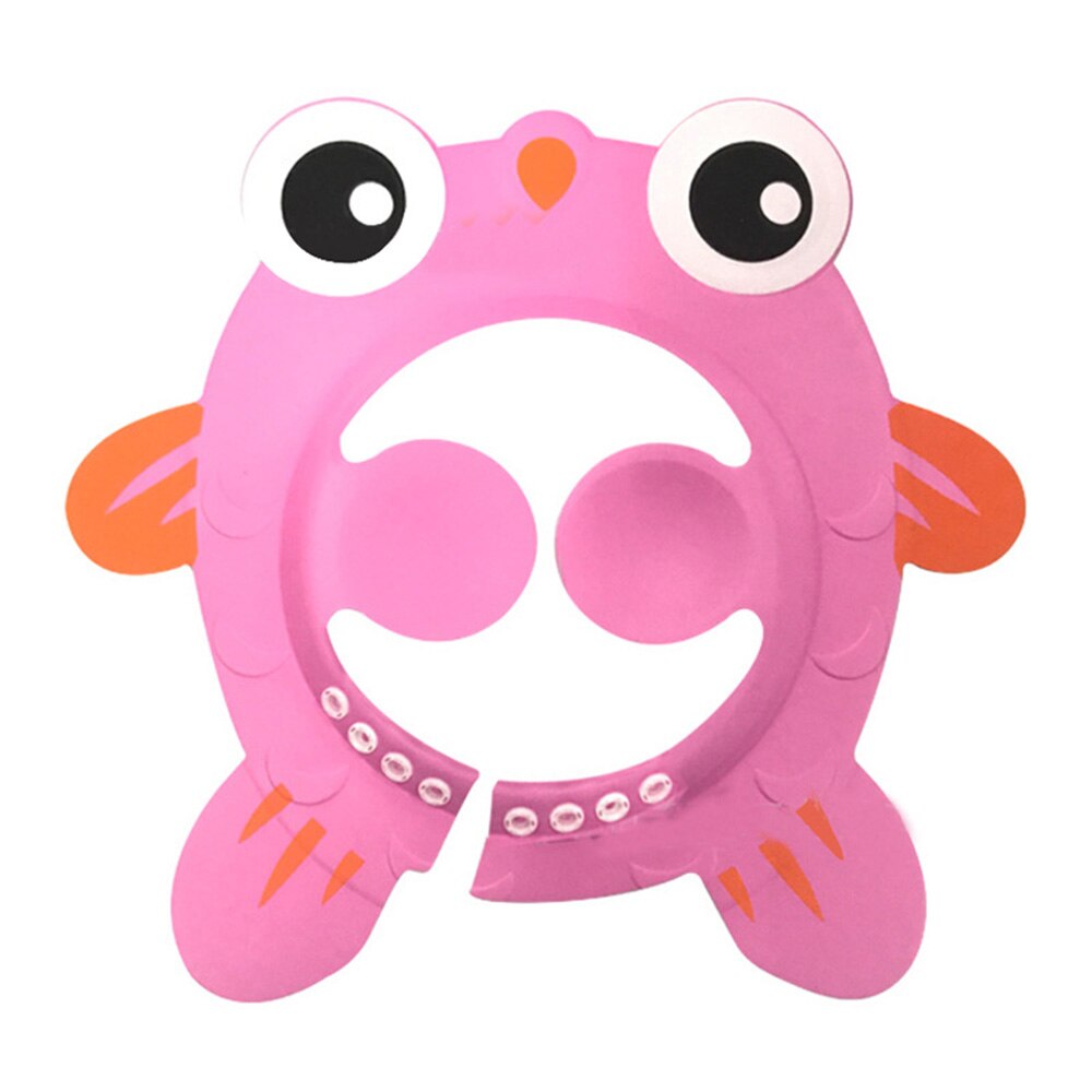 Baby Adjustable Cartoon Shower Cap Hair Wash For Bath Waterproof Protective Shield Hat: Pink