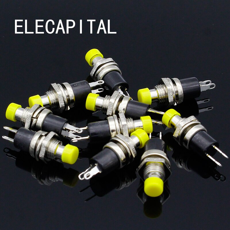 10pcs NO Normally Open Mini Momentary Spring Return Push Button Switches Yellow