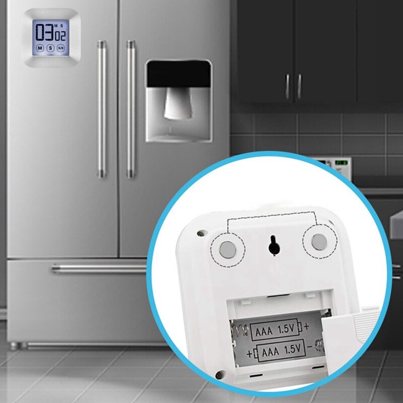 Smart Touch Screen Timer Digital Cooking Timer Magnetic Clock LCD ABS Stopwatch Kitchen Countdown Timer