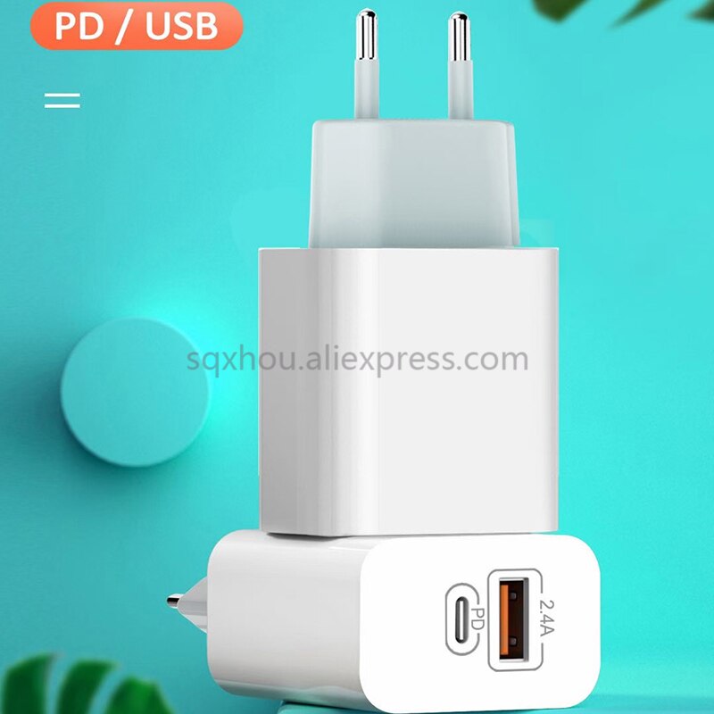 10 stück 12w usb + pd schnelllade-ladegerät mit  qc3.0 eu/ us-steckern (typ c) für samsung iphone  x 8, 11, 12, 13 mini, pro max: Eu