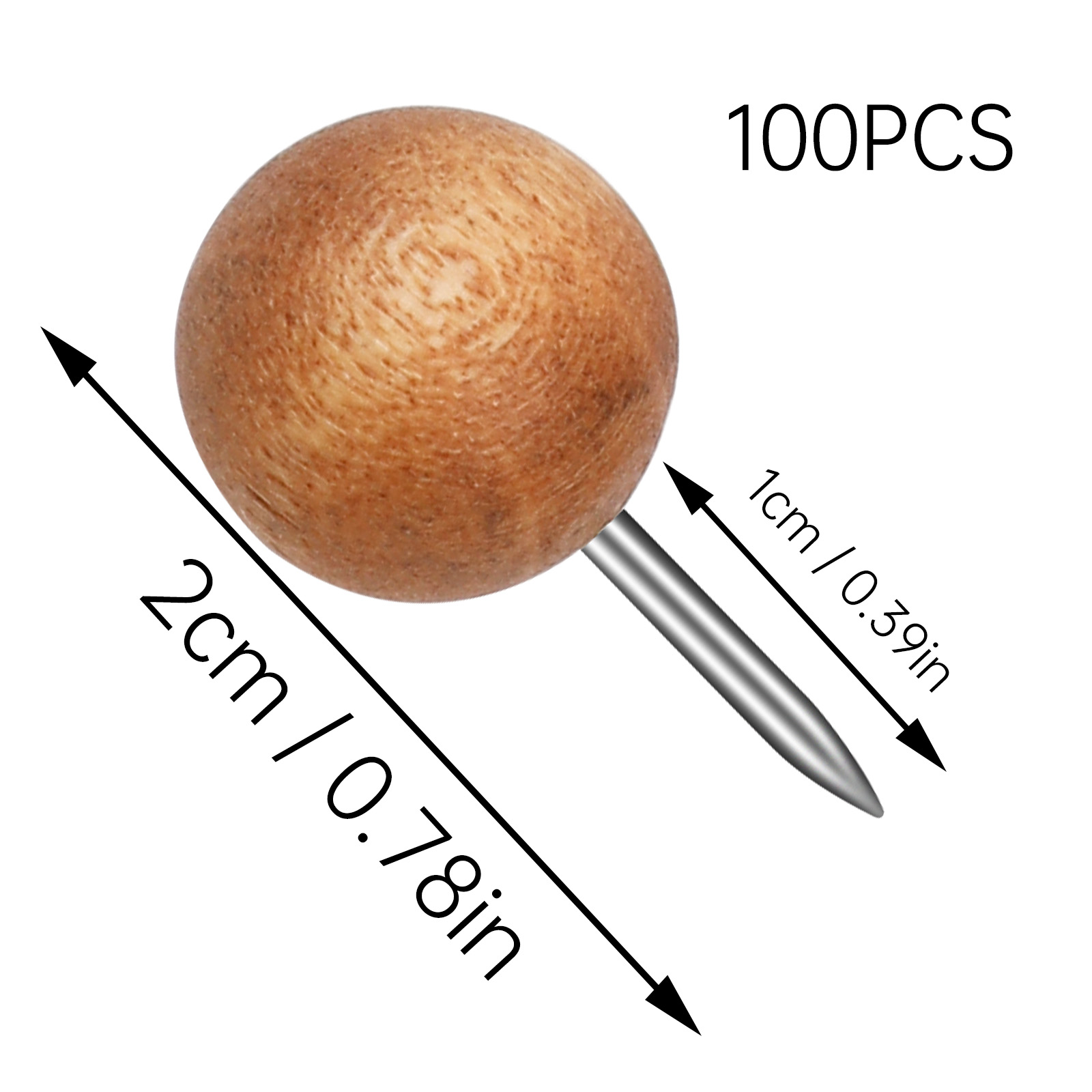 KRABALL Wooden Pushpin with Storage Box Drawing Photo Wall Studs Cork Board Pins for Decoration of Billboard Process Items: Dark Grey