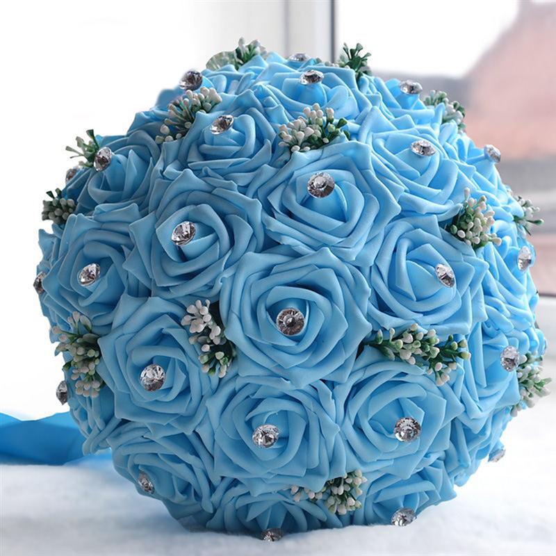 Handgemaakte Kunstmatige Foam Bloemen Boeket Simulatie Rozen Strass Bruids Toss Boeket Bruidsmeisje Boeket Voor Bruiloft