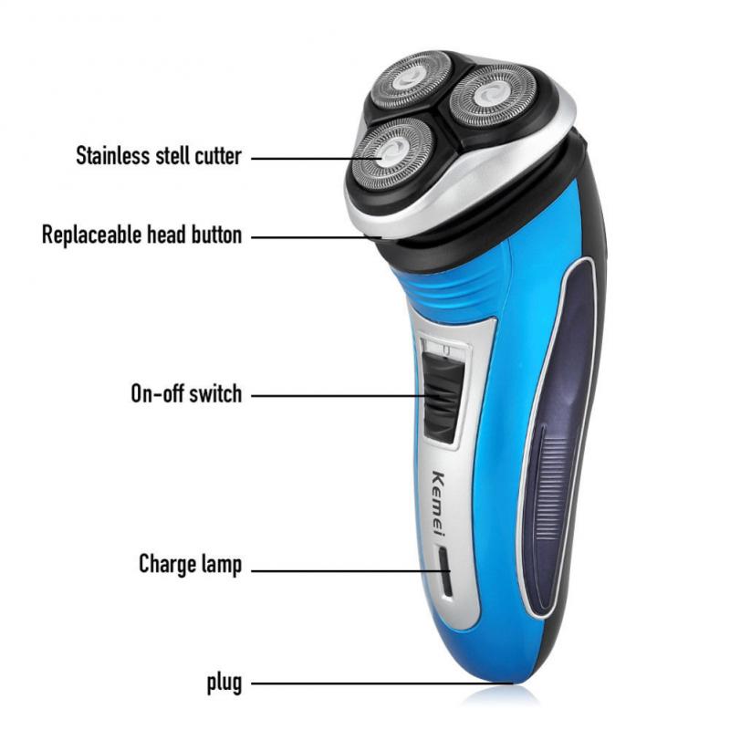Mens Electric Rotary Shaver Rechargeable 3D Triple Floating Head Trimmer razors Shaving Accessories