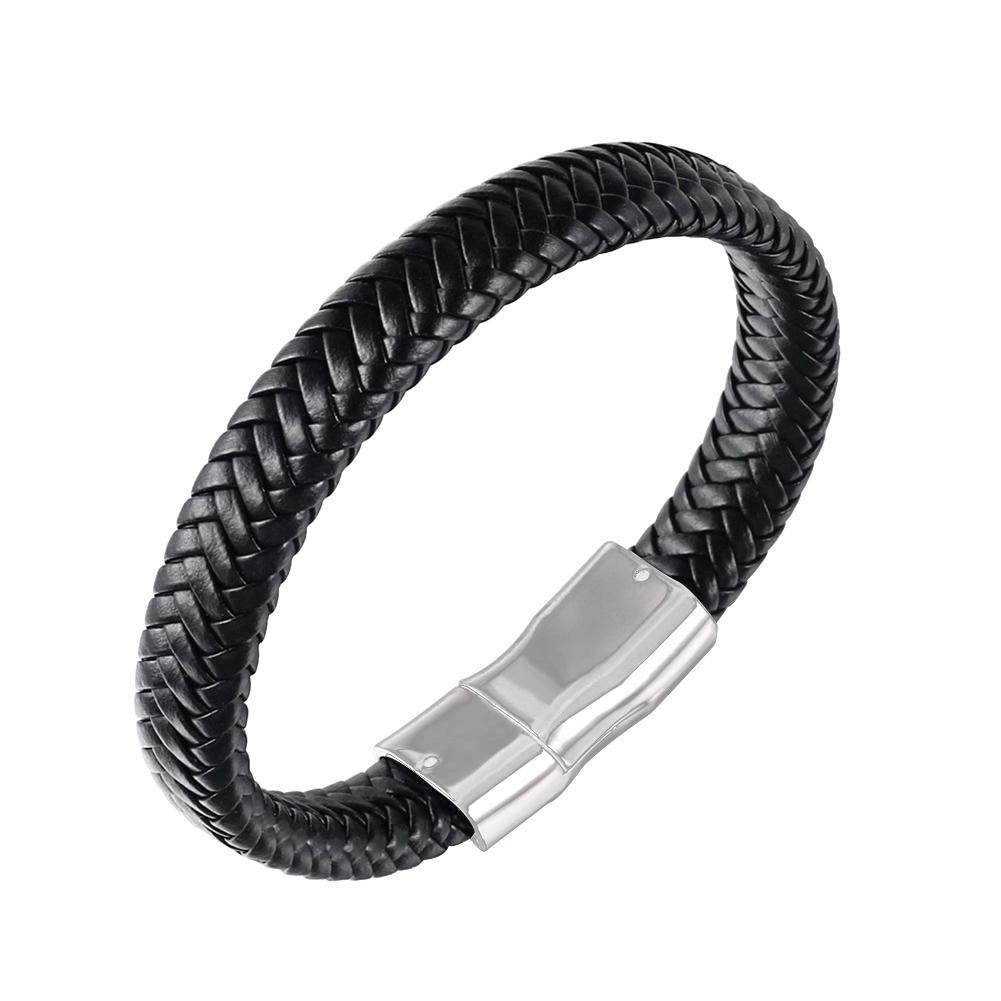 Jahrgang herrenarmband aus gewebtem kunstleder, armreif, partyschmuck: Silber