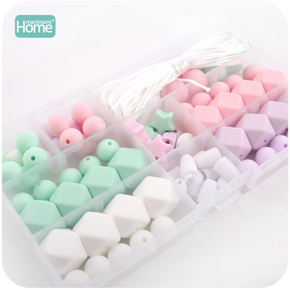 MamimamiHome Siliconen Hout Kralen Verpleging Ketting DIY Tandjes Kit Geometrische Hexagon Hout Kralen Tandjes Kettingen Baby Rammelaar: type 7