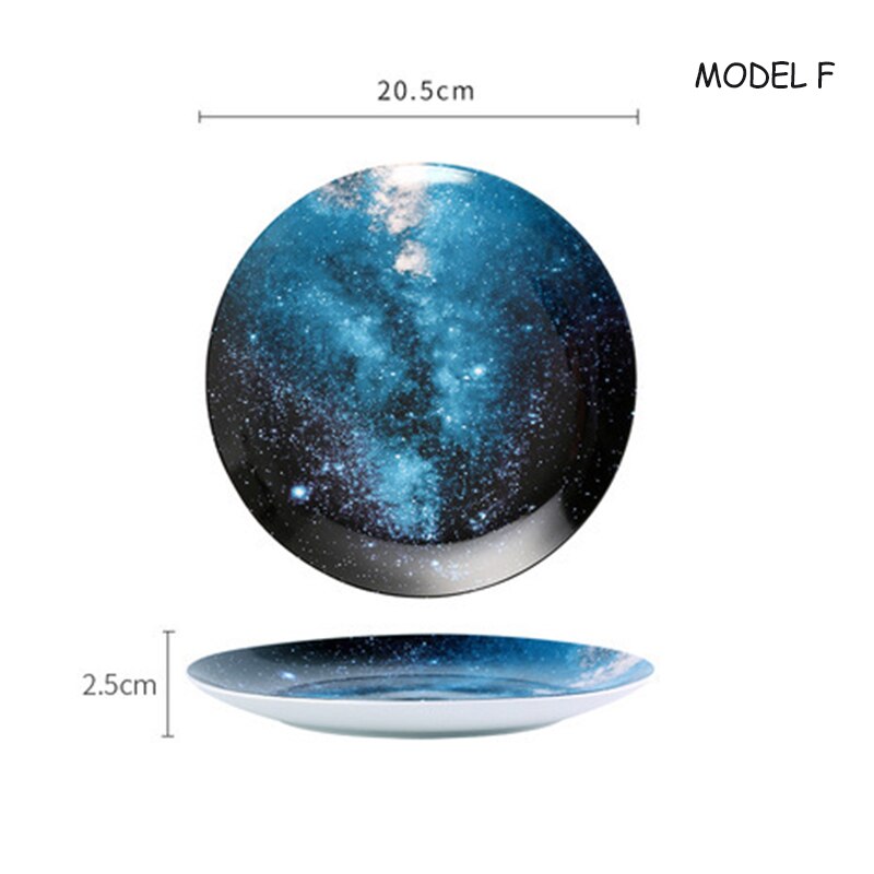 Piatto di ceramica Piatto Pranzo Vassoio Stellato Osso Piatto di Porcellana dipinta A mano Creativo Assiette Porcelaine Da Tavola Platos 8 pollici 1pz: modello F