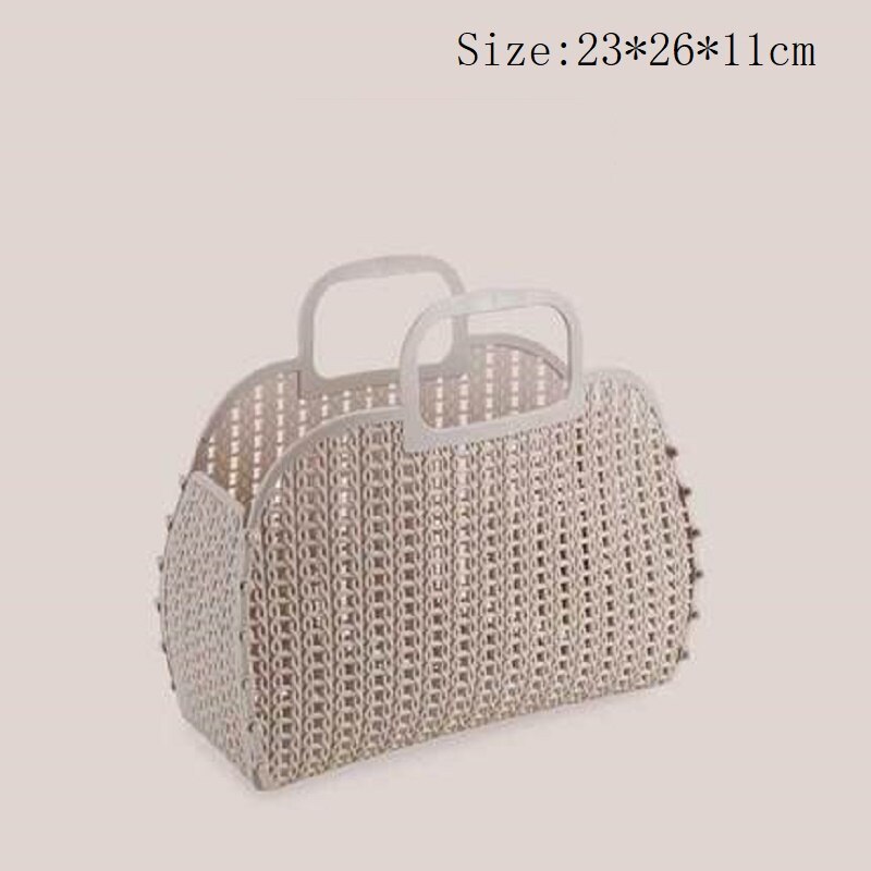 Plastic Bath Baskets Foldable Hollow Wicker Rattan Cosmetic Storage Bucket Bathroom Livingroom Hanging Finishing Drain Organizer: 1-coffee