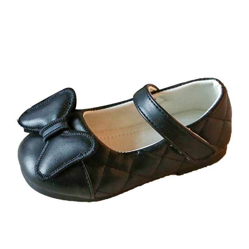 Baby Girls Leather Shoes for Birthday Party Wedding Soft Patent Leather Flats Toddlers Kids Lace Bowtie Pearls Princess Shoes: black / 21Inside13cm