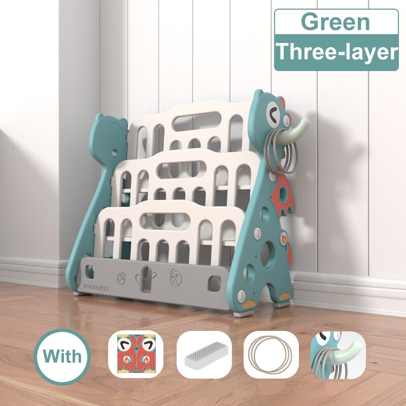Cartoon Children's Simple Bookshelf Storage Shelf For Books Plants Sundries Book Shelf Floor Standing Children Bookcase: green