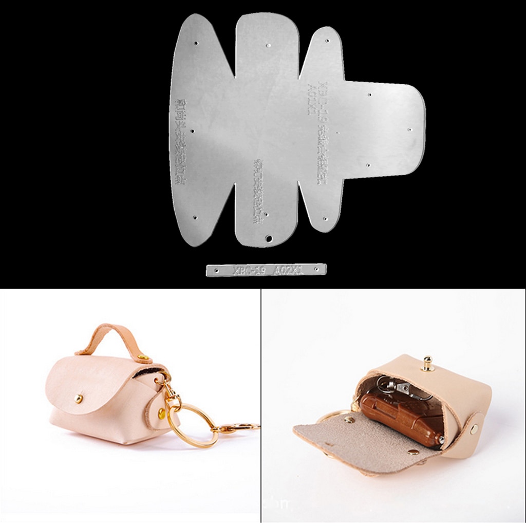2 Pieces Leather Craft Clear Acrylic Coin Purse Pattern Keyring Key Chain Stencils Templates