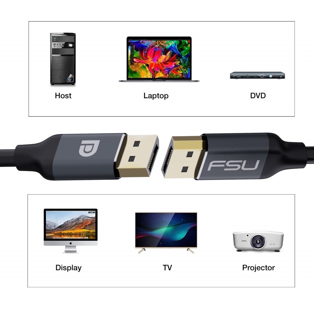 DisplayPort 1.4 Cable 8K 4K HDR 165Hz 60Hz Display Port Adapter For Video PC Laptop TV DP 1.4 1.2 Display Port 1.2 Cable