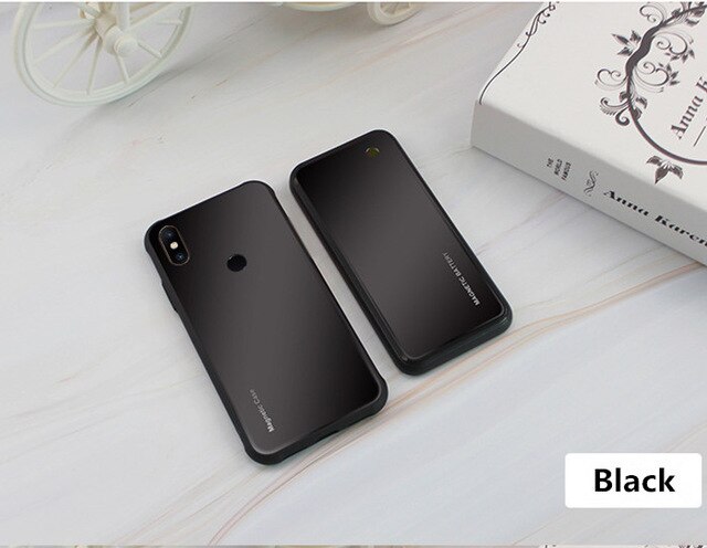 Casos de carregador de bateria magnética sem fio para xiaomi mi mix 2s bateria caso de energia de vidro temperado para mi mix 3 carregamento capa: Black For MIX 3