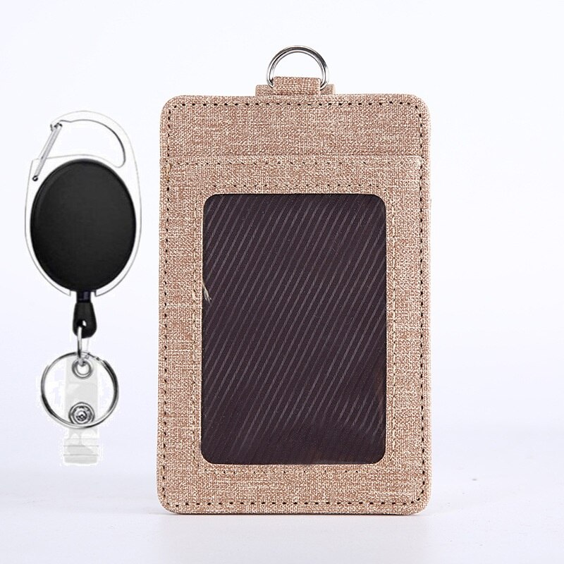 1 stks Intrekbare ID Badge Houder PU Leer Porte Bus Pass Case Cover Transparant Mannen vrouwen Bank Creditcardhouder kaarthouder: Bruin