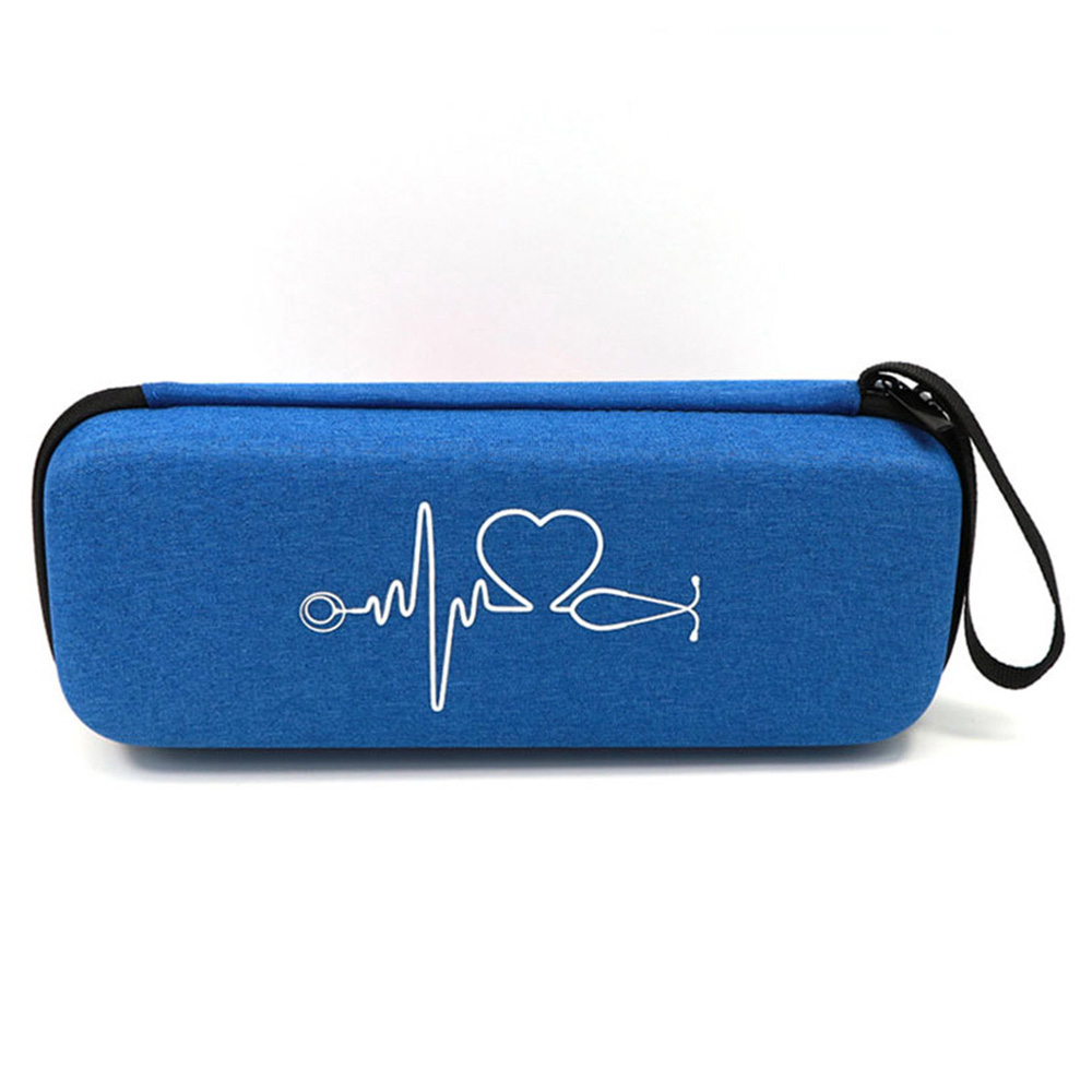Caja de almacenamiento de estetoscopio médico portátil de viaje EVA, botiquín de primeros auxilios, estuche con bolsillos de malla para estetoscopio Littmann Cardiology III de 3M: Azul