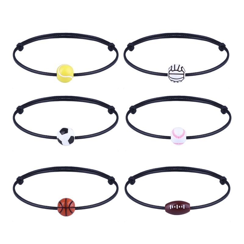 R3mc charme pulseira para menino menina bola de futebol fio cera crianças acessórios da equipe casais amizade pulseira masculino jóias: BK