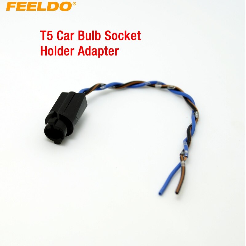 FEELDO 2pcs T5 Car LED Bulb Socket Holder Adapter Harness Plugs #HQ3816