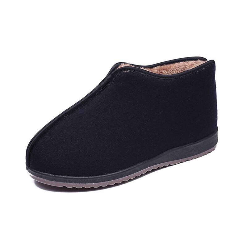 Zapatos de algodón antideslizantes para hombre, calzado grueso de terciopelo, botas de algodón para personas mayores y de mediana edad, Invierno