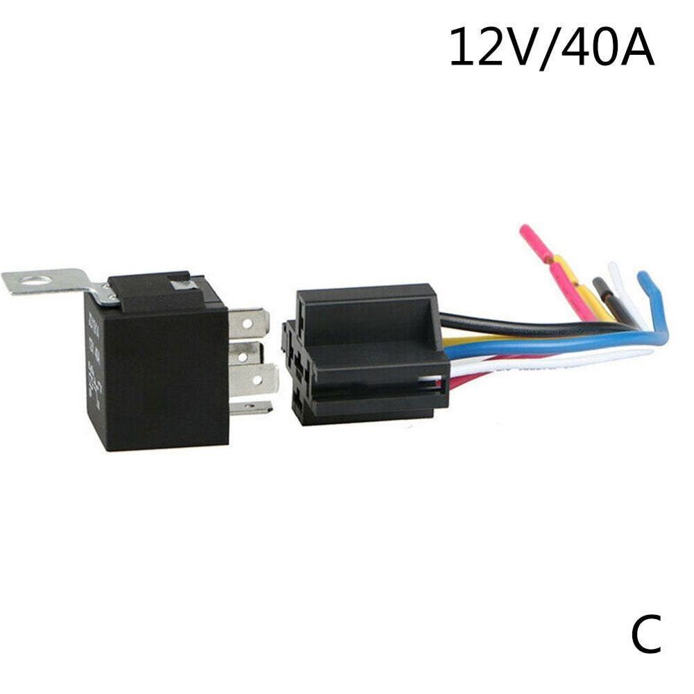 Waterproof Automotive Relay 12V 24V 4pin 5pin 4P 5P Copper Relay With Car Socket Red Terminal 40A Relay Relay Black Auto Wi X4M0: C