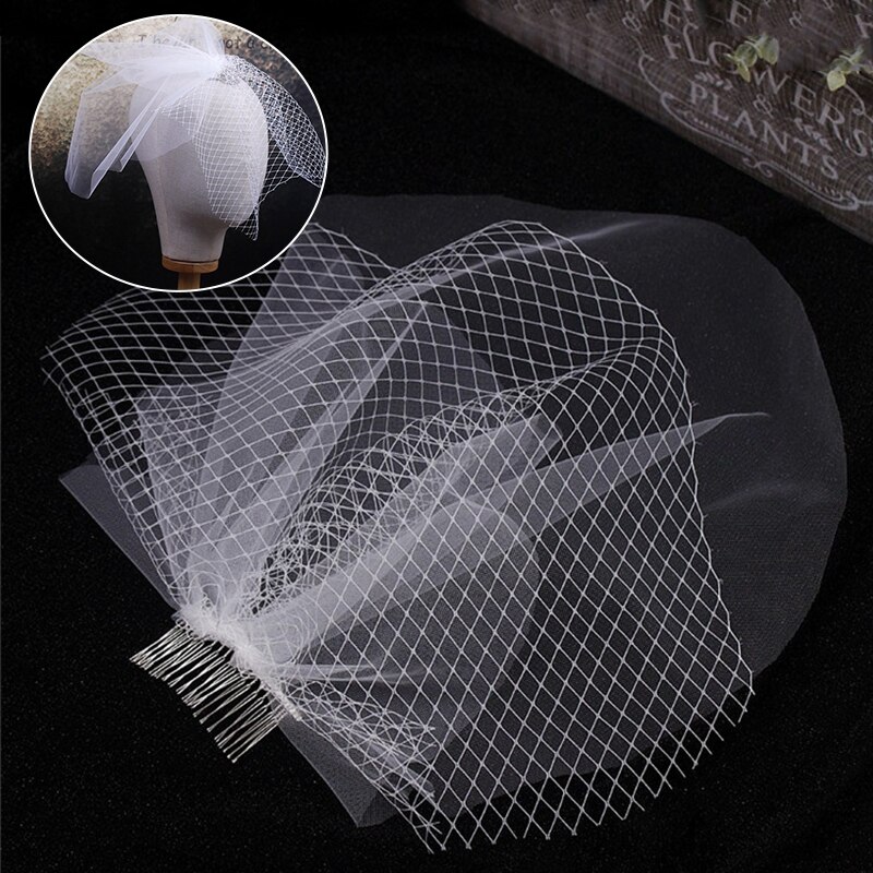 Casquette en Tulle blanc fait à la main, voile pour Cage à oiseaux, accessoires de mariage, voile de mariée court avec peigne