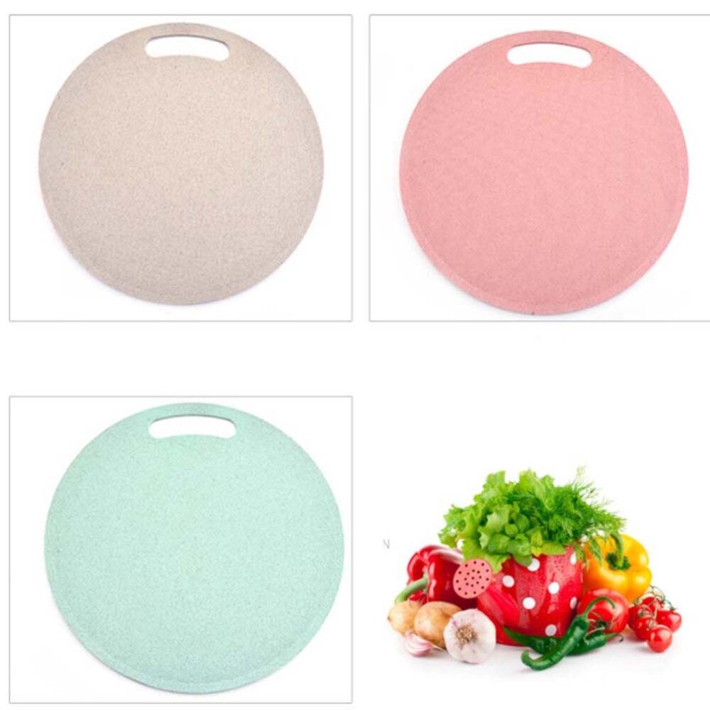 Kitchen Wheat Straw Chopping Board Multi-function Cutting Board Non-slip Round Shape Cutting Board for Home (Beige)