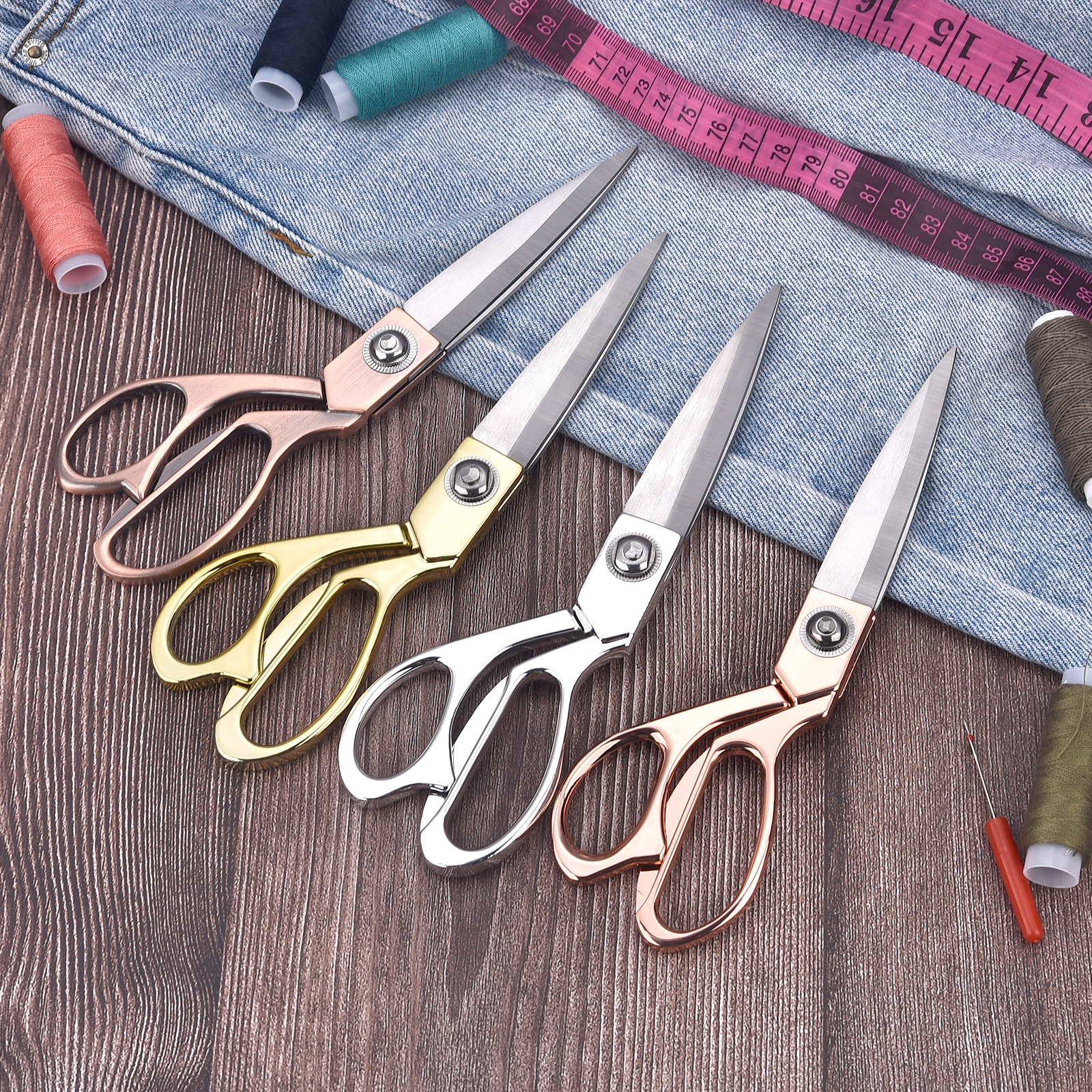 Tijeras de sastre profesionales, tijeras de costura Vintage, tijeras de sastre de acero inoxidable para tela, ropa, cortador de costura, herramienta de bricolaje