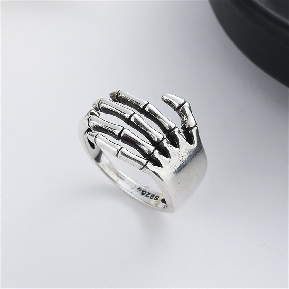 Anelli a mano scheletro gotico per donna anello Punk Emo regolabile polsino aperto anelli da dito per feste gioielli femminili Vintage anelli regalo