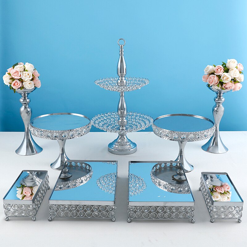 1pcs Silver color cake stand 2tier cupcake stand Fruits Desserts Dish Plates for Tea Birthday Party
