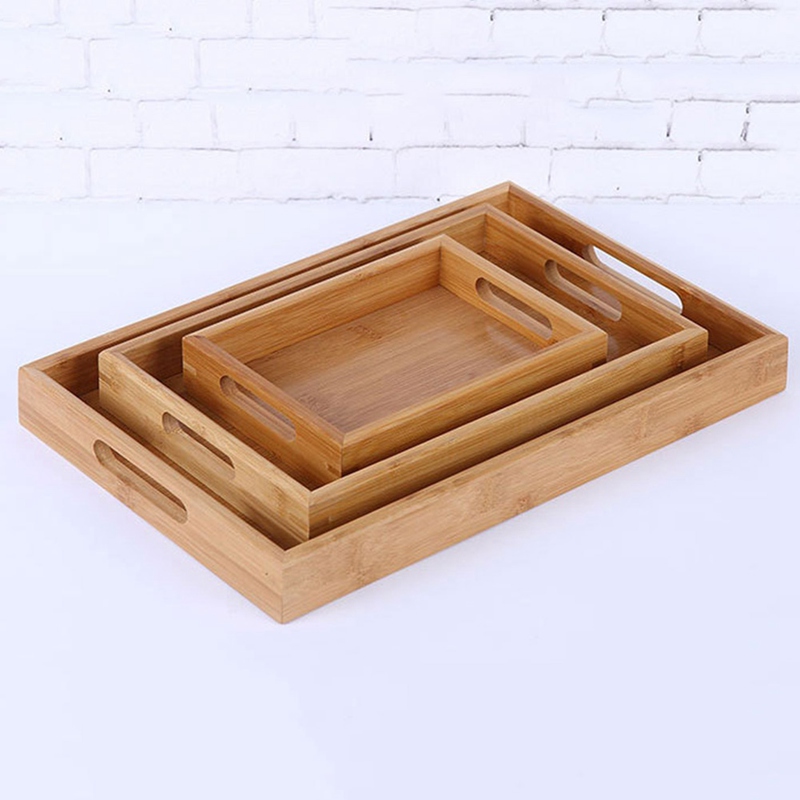 Bamboo Wooden Rectangular Tea Tray Solid Wood Tray Trays Serving Tray Kung Fu Tea Cup Tray Wooden Hotel Dinner Plate