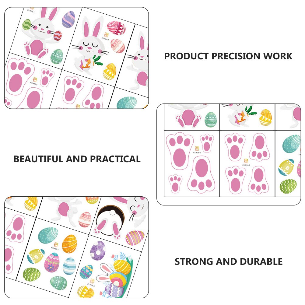 8 Sheets Easter Sticker Rabbit Footprints Eggs Win... – Grandado