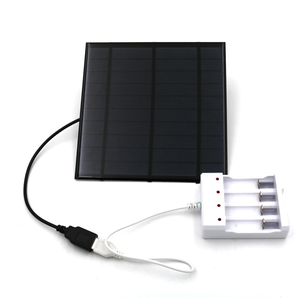 Solar Panel Outdoor Universal Battery Charger DC 5V 1A 1.2V 4 Slot AA/AAA Rechargeable Battery Charger Adapter USB Plug
