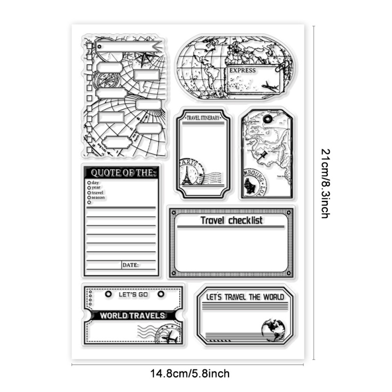 Sellos transparentes de borde botánico, formas mixtas para hacer tarjetas, rosas, setas, esquina de encaje, sellos transparentes de 5,83x8,27 pulgadas, 1 ud.: Champán