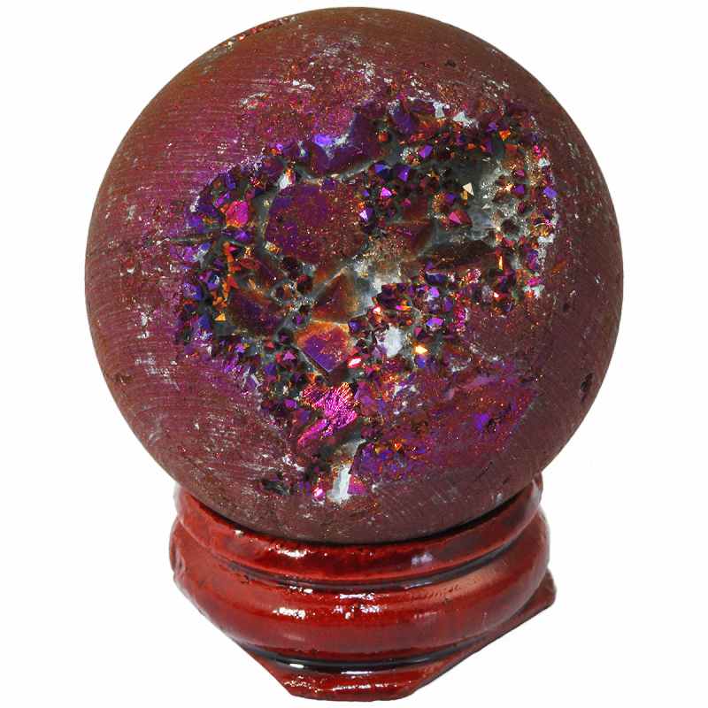 TUMBEELLUWA Titanium Coated Druzy Geode Sphere,Crystal Quartz Agate Gem Stone Egg/Ball,Sculpture Figurine Healing: Purple Round