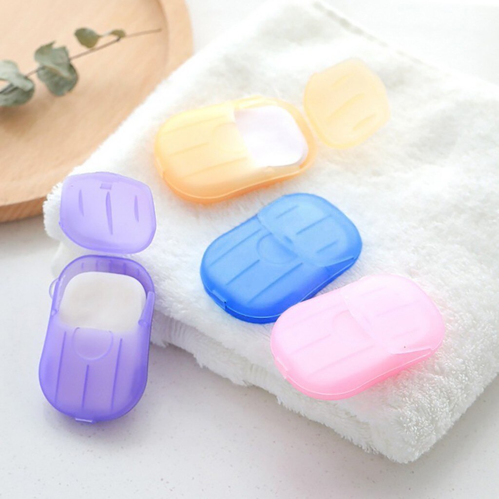 5/10 Doos Reizen Wassen Hand Bad Zeep Papier Scented Slice Sheets Schuimende Zeep Case Papier Wegwerp Mini Zeep Handen Schoonmaken