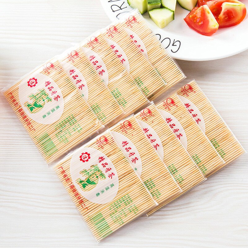 100pcs/pack Bamboo Toothpick Disposable Natural Toothpicks Fruit Single Sharp Tooth Sticks Household Family Restaurant Care Tool
