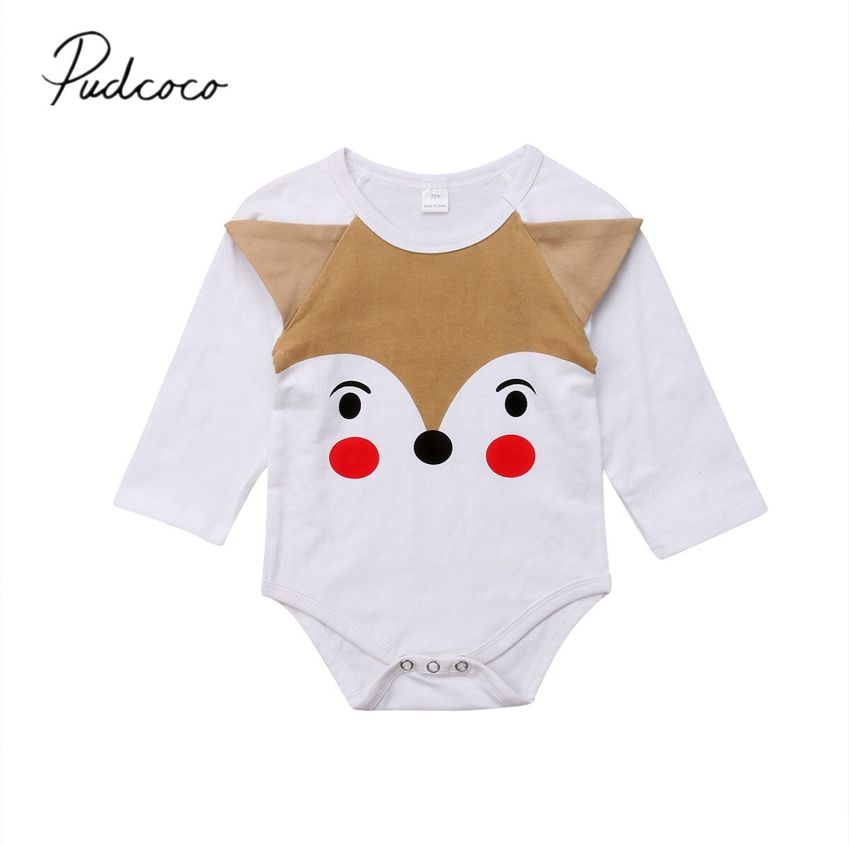 Brand Newborn Infant Baby Girl Boy Bodysuit Long Sleeve Cartoon 3D Ears White Cotton Jumpsuits Outfit Autumn 0-24M