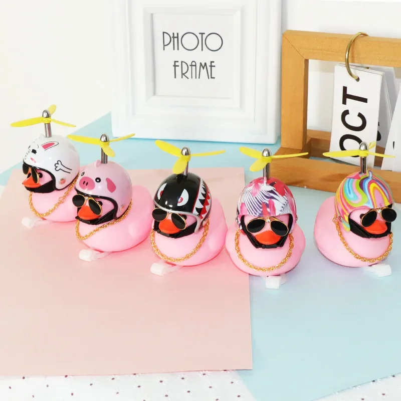 Timbre de bicicleta Daffy Pink Duck con casco, hélice, accesorios de goma para bicicleta, moto MTB, bocina de bicicleta para niños, luz de capitán de pato