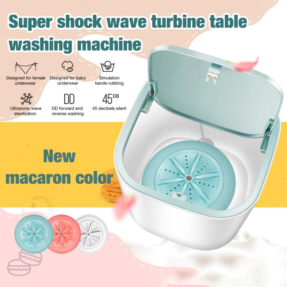 6 Functions Mini Washing Machine Set Electric Ultrasonic Turbine Washer Household Small Portable USB Super Shock Wave Washer