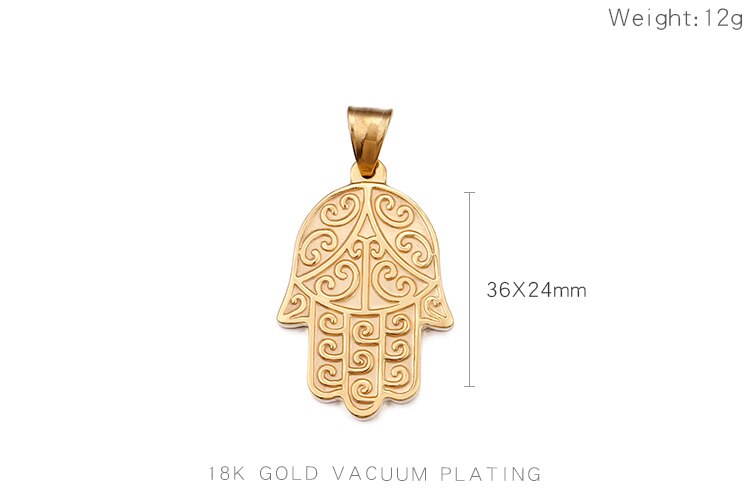 Gold Hamsa Hand Charm Pendant Stainless Steel