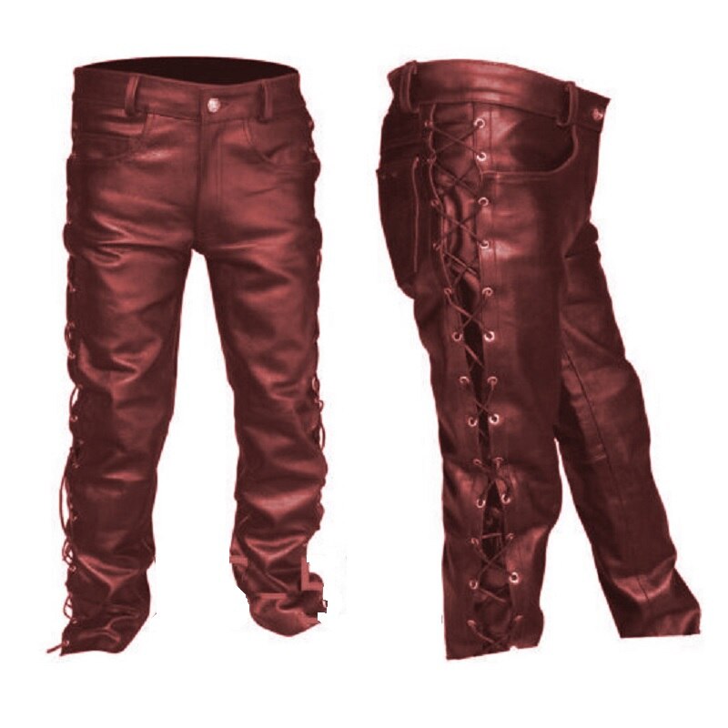 männer Leder Hosen Lokomotive Punk Stil Hosen für Männer Winter Herren Kleidung Pantalon Homme Plus Größe Herren kleidung: Rot / S