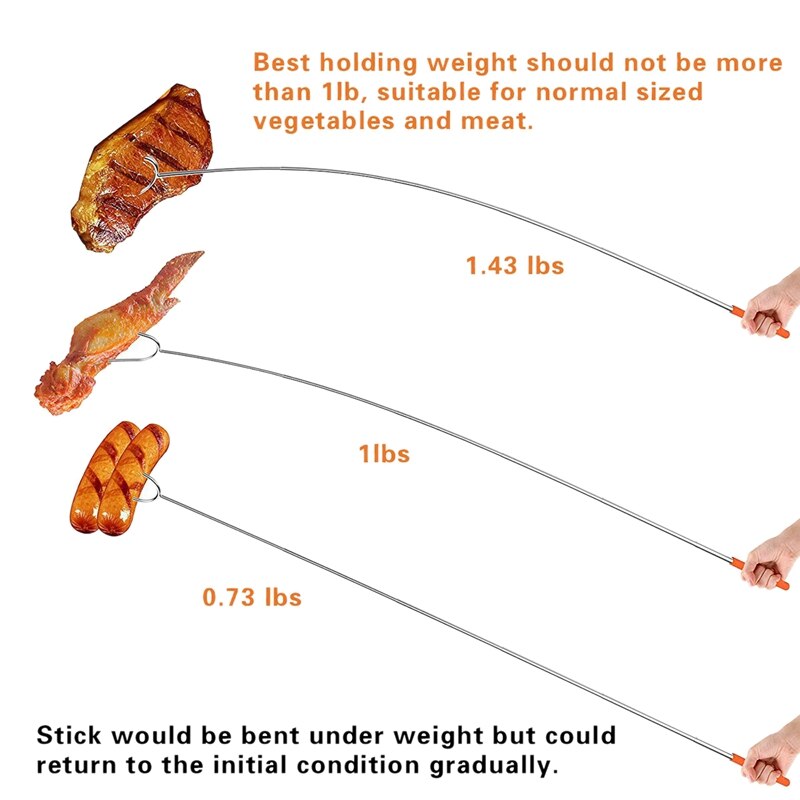 Paquete de 10 utensilios para nubes o asado, pinchos de perro telescópicos inoxidables, tenedores de barbacoa seguros para niños para fogata, hoguera y Gri