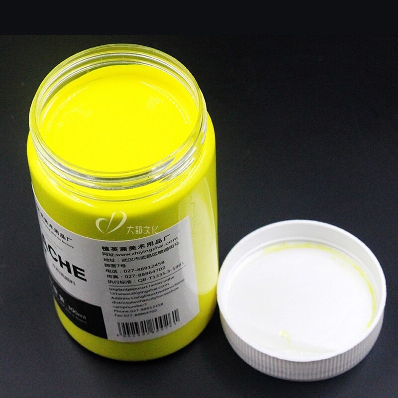 Yigao exam gouache pigmento especial, 300ml garrafas grandes de cor branca/amarela