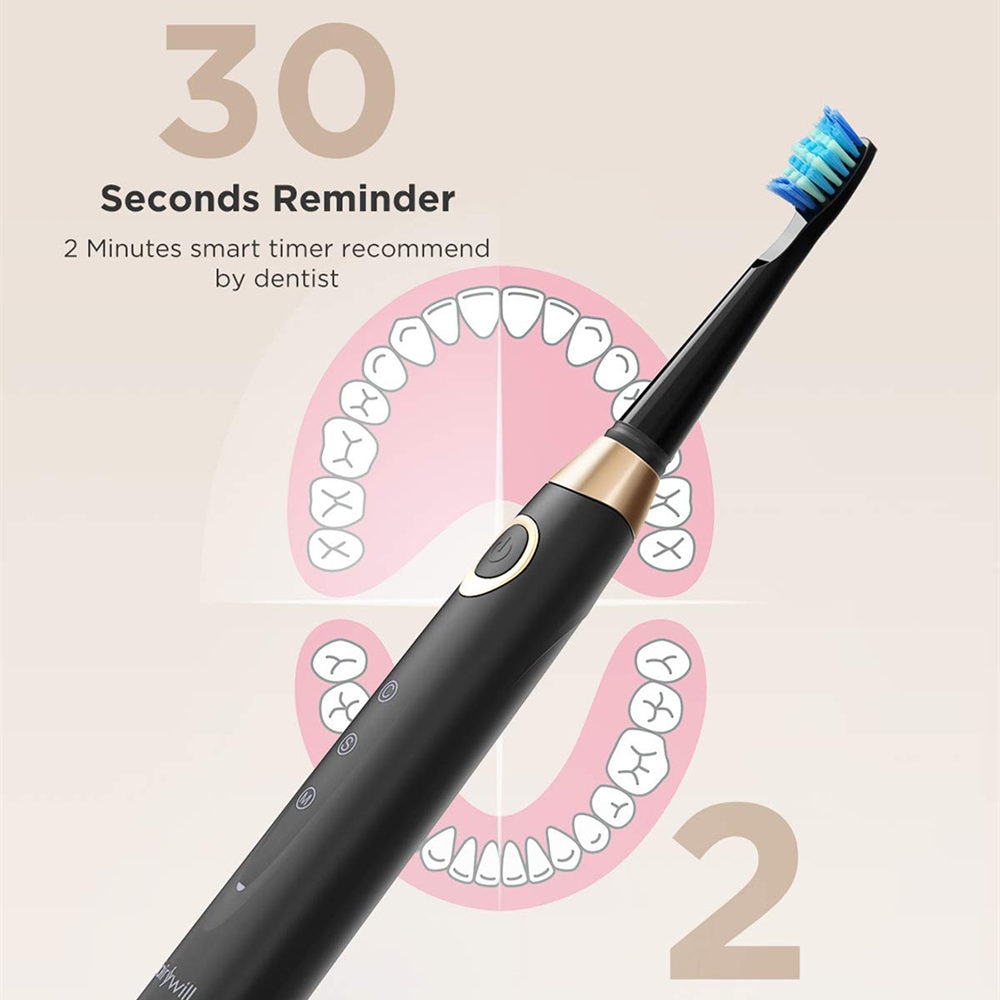 Fairywill Electric Sonic Toothbrush 5 Modes Replacement Heads Waterproof Rechargeable Powerful Cleaning Soft Heads Toothbrush