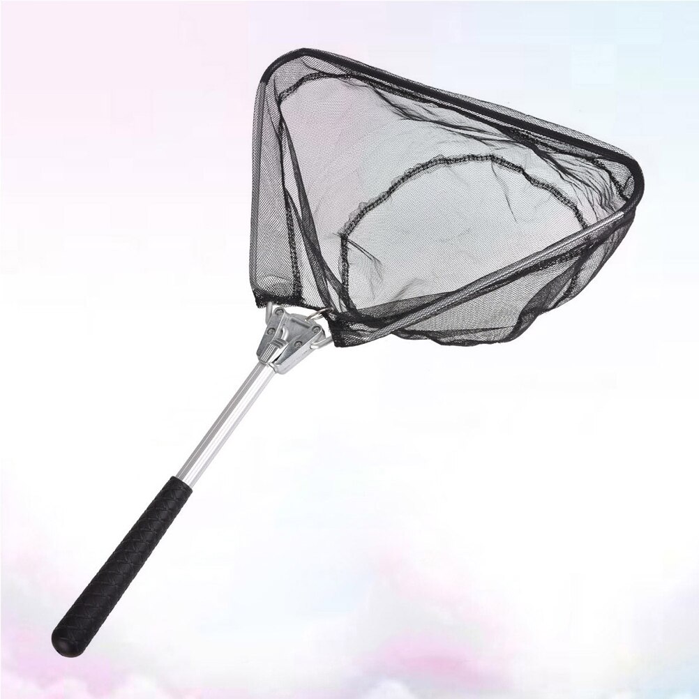 Aluminum Alloy Triangle Fishing Net Foldable Fish Landing Net Mini Collapsible Fish Catching Landing Net (50cm, Black)