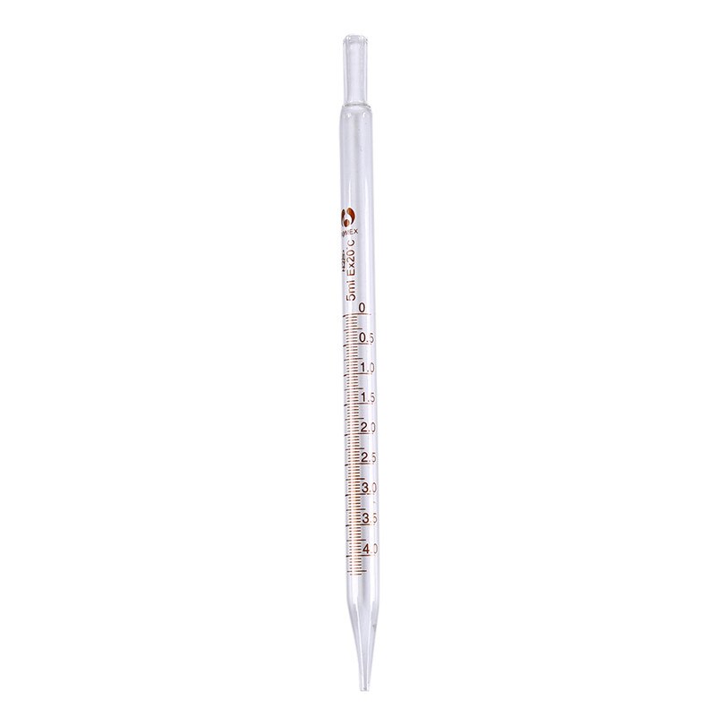 Pipetas de transferencia de vidrio, pipeta graduada sin bombilla de goma, cuentagotas de química de laboratorio, dispensación de 19,5 cm, 5ml y 10ml