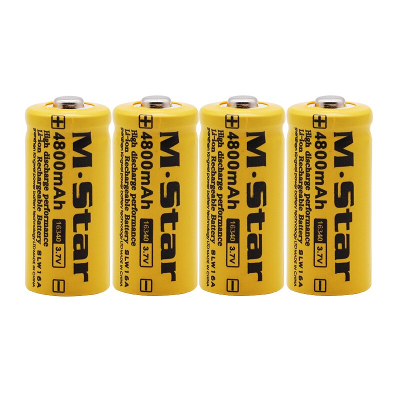 100% High capacity 4800mAh Rechargeable 3.7V Li-ion 16340 Batteries CR123A Battery For LED Flashlight For 16340 CR123A Battery